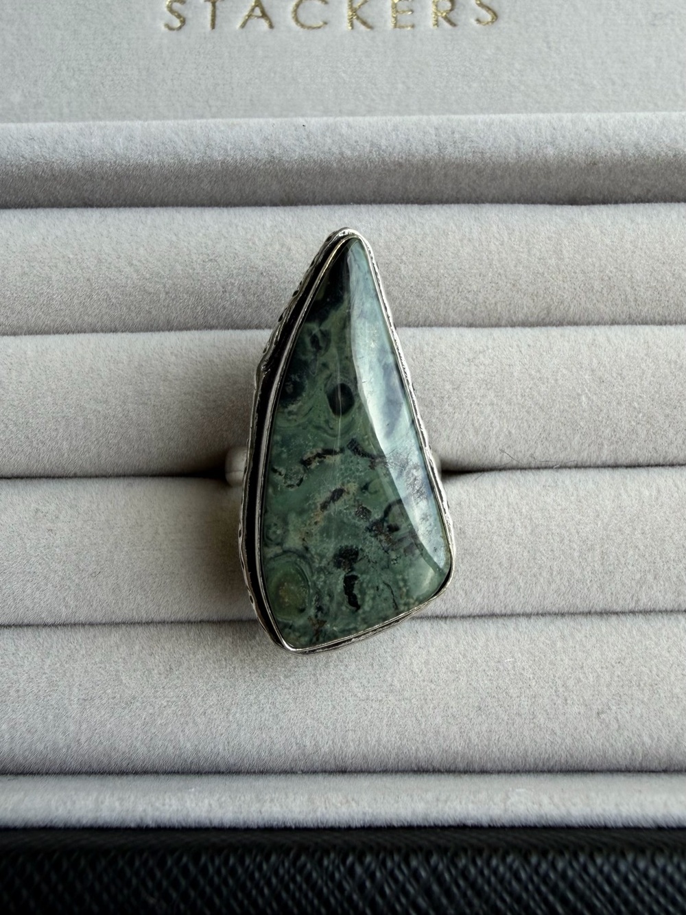 Vintage Artisan 925 Sterling Silver Kambaba Jasper Statement Ring - Size 8